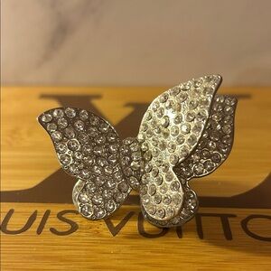 Silver Crystal Butterfly Ring